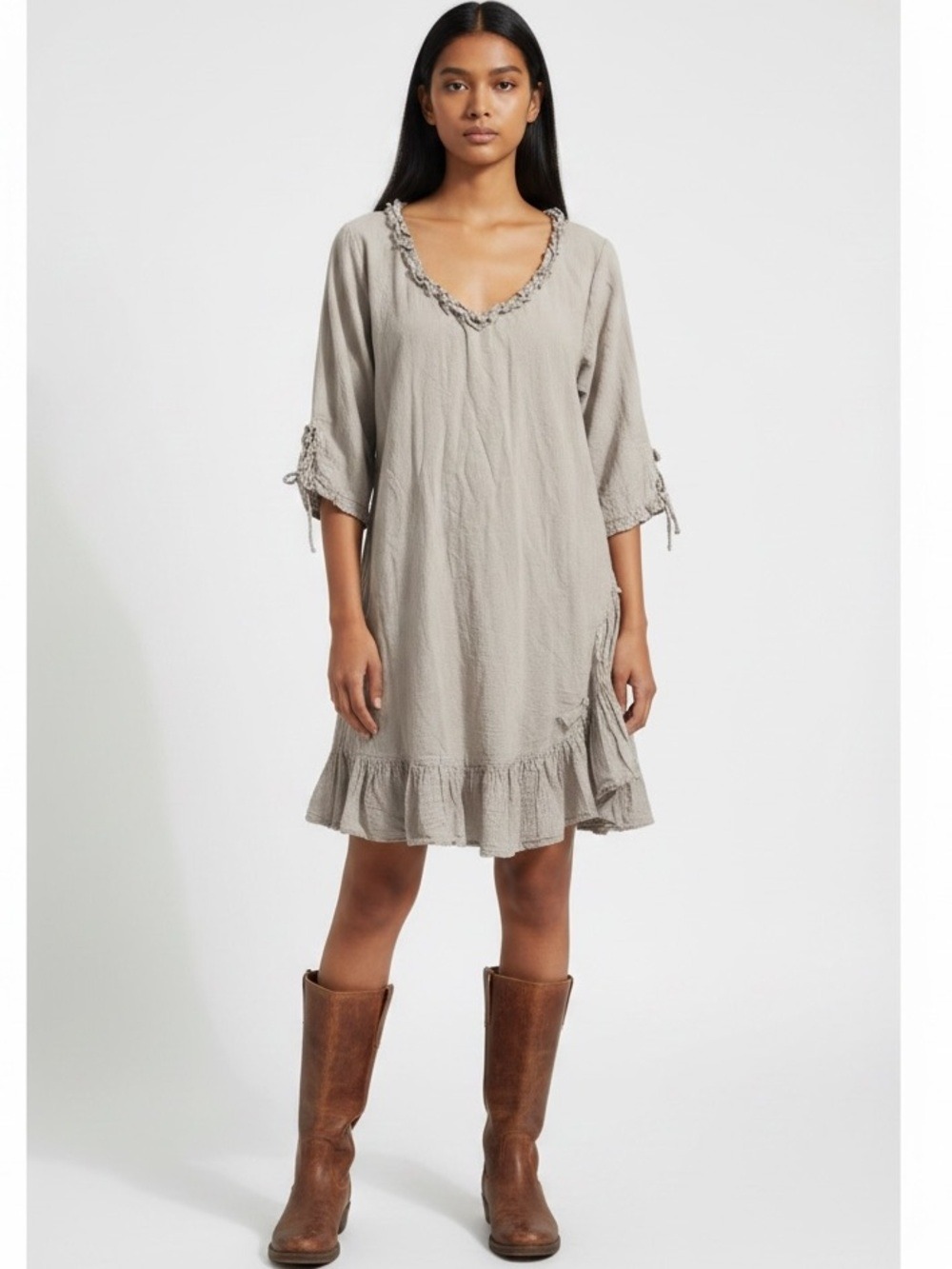 Jeanne d’Arc Living French Country Cottagecore Cotton Gauze Tunic Dress Size M